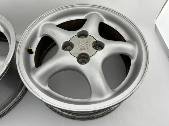 1999-2002 Mazda Miata 15x6" 5 Spoke Enkei Wheels Rims / Pair / NB261