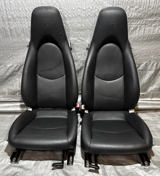 2005-2012 Porsche 987 Boxster / Cayman / 997 911 Black Leather Seats w/ Crest / 2 Way Power /   BC035