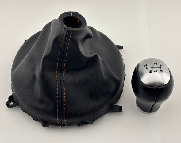 2017-2020 Fiat 124 Spider Abarth 6 Speed Manual Shift Knob w/ Boot / Saddle Brown /   FD028