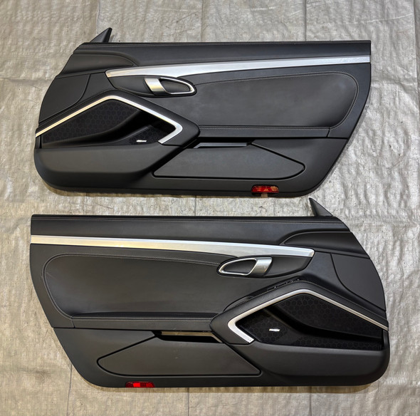 2017-2025 Porsche 718 Boxster Cayman Black Full Leather Interior Door Panels / Bose / Pair /   BC302
