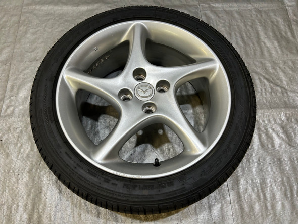 2001-2003 Mazda Miata 16x6.5" 5 Spoke Twist Wheel Rim w/ Tire / Silver / NB258
