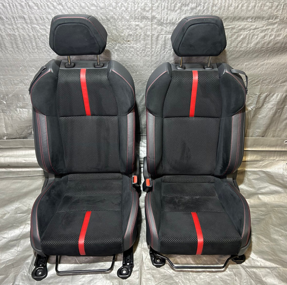 2022-2023 Subaru BRZ Limited Black Leather / Ultrasuede Front Seats w/ Red Stitching / Pair / FB209