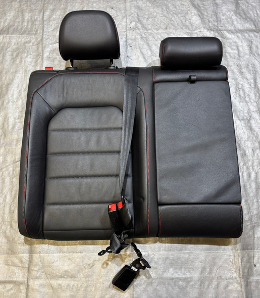 2015-2017 Volkswagen MK7 GTI 4DR Autobahn Black Leather Rear Seat Set / Red Stitching /   M7010