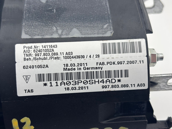 2009-2012 Porsche 987 Boxster Cayman / 997 911 OEM Driver Steering Wheel Air Bag SRS / 99780308911A03 /   BC206