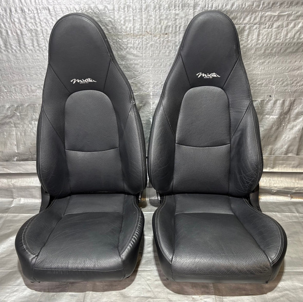 2001-2005 Mazda Miata Black Leather Seats / Pair  /   NB265