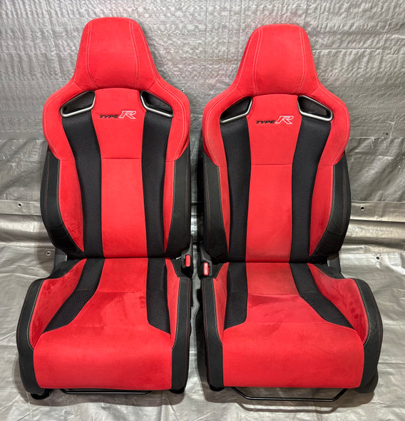 2017-2021 FK8 Honda Civic Type R Front Bucket Seats / Red Suede / Pair /   TR107