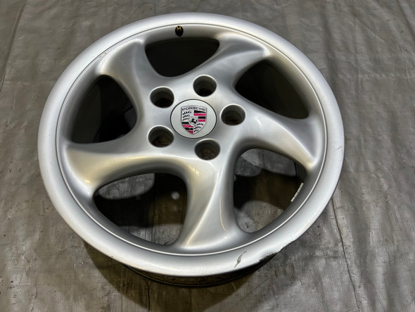1997-2004 Porsche 986 Boxster Front 18x7.5 Turbo Twist Wheel Rim *DAMAGED* BX071