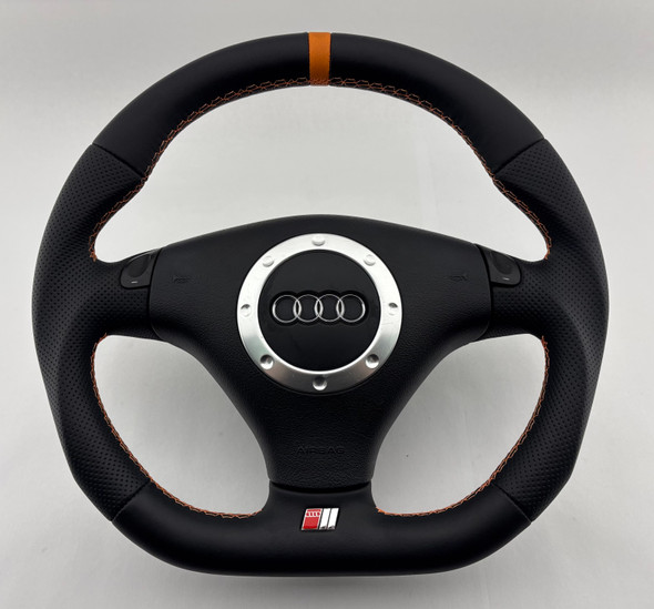 2000-2006 Audi TT Reupholstered Leather Steering Wheel w/ Orange Stitching / Automatic /   T1036