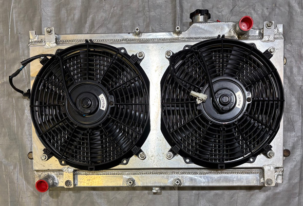1990-1997 Mazda Miata Mishimoto Aluminum Radiator w/ Electric Cooling Fans / USED /   NA114