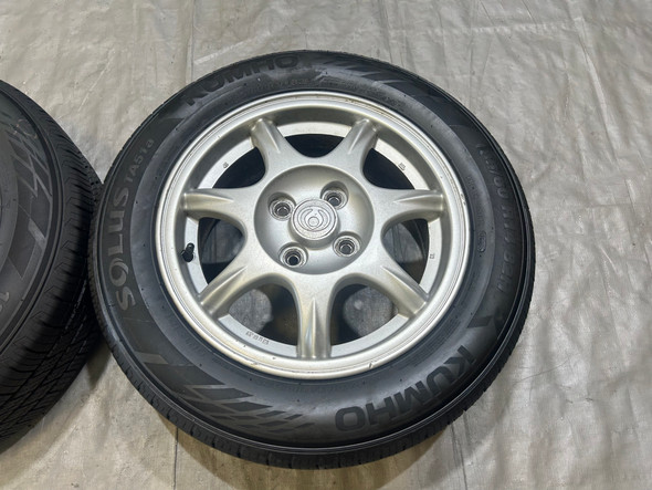 1994-1997 Mazda Miata 14x6" Enkei Solid Spoke Wheels Rims w/ Tires / Pair / NA115