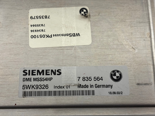2004 E46 BMW M3 DME ECU Computer MSS54 EWS Module Ignition Switch Key / SMG / 7835564 / M3019 /   M3019
