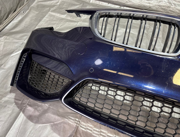 2015-2020 F80 F82 F83 BMW M3 M4 OEM Front Bumper Cover w/ Lower Grilles / Surround View Cameras / Tanzanite Blue Metallic  F8M07
