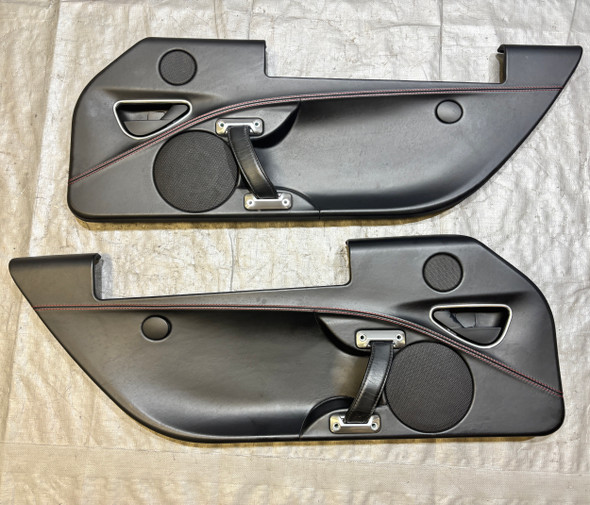 2015-2019 Alfa Romeo 4C OEM Interior Door Panels / Black Leather w/ Red Stitching / Pair /   AR401