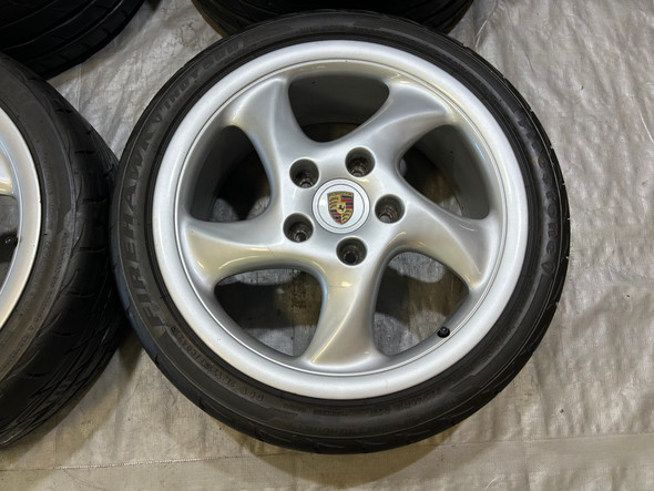 1997-2004 Porsche 986 Boxster 18x7.5" 18x9" Turbo Twist Wheels Rims w/ Tires / Set of 4 / BX073
