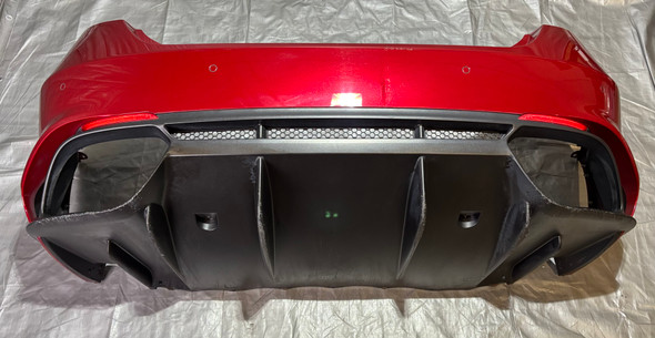 2017-2021 Alfa Romeo Giulia Quadrifoglio OEM Rear Bumper Cover w/ Diffuser / Rosso Competizione   AG007