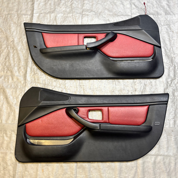2000-2002 BMW Z3 Roadster Interior Door Panels / Tanin Red Oregon Leather / Pair *DAMAGED* /   Z3041