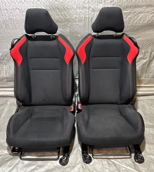 2013-2016 Scion FRS / Subaru BRZ Front Seats / Black Cloth w/ Red Inserts / Pair  /   FB055