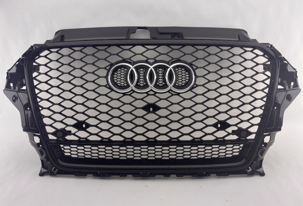 2015-2016 Audi S3 Aftermarket Black Mesh Front Bumper Grille w/ PDC /   S3109