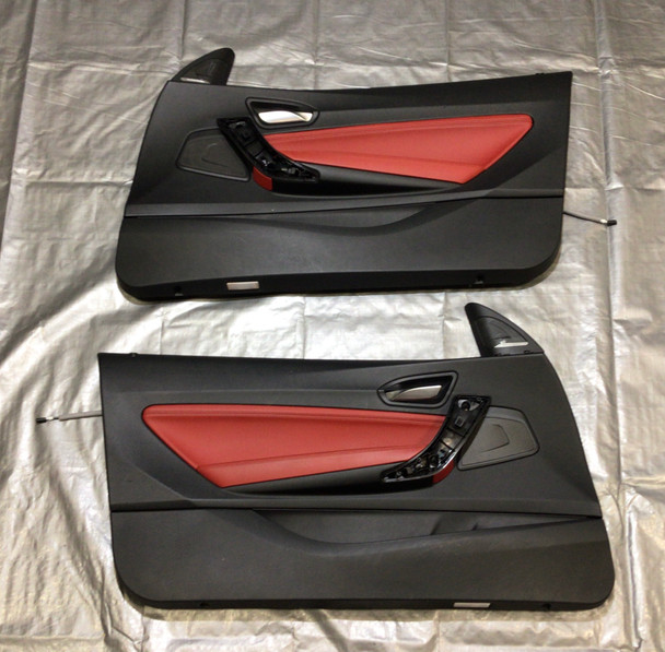 2014-2020 BMW 2 Series Interior Door Panels / Coral Red Dakota Leather / Pair / B2002