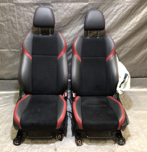 *DAMAGED* 2015-2018 Subaru WRX STI Black Leather / Alcantara Front Seats / Pair / SS004