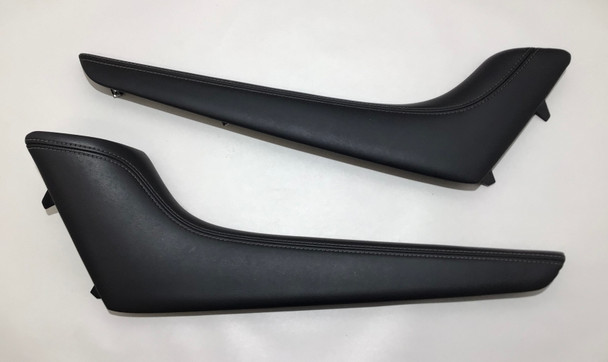 2017-2020 Infiniti Q60 Black Leather Console Trim Panels / Pair / IQ602