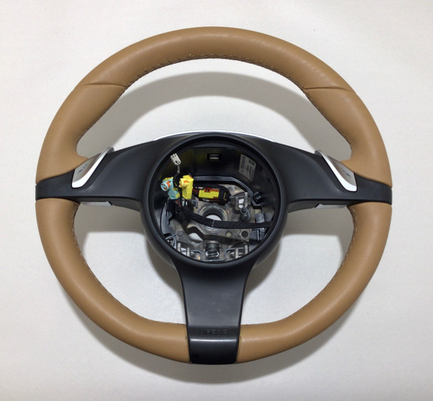 2009-2012 Porsche 987 Boxster Sand Beige Leather Steering Wheel / PDK / Chrono / BC015