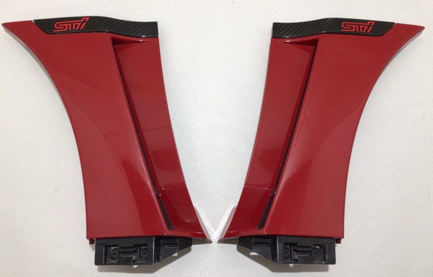2015-2018 Subaru WRX STI Fender Vent Trim Panels / Pair w/ Carbon Fiber Trim / Lighting Red   SS008