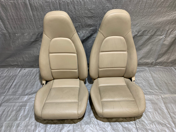 1999-2000 Mazda Miata Parchment Leather Seats / Pair / NB168