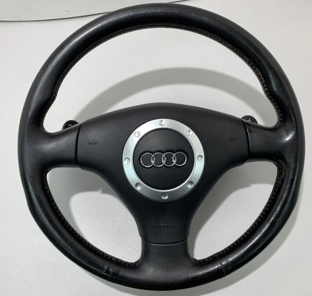 2004-2006 Audi TT 3.2 Black Leather Steering Wheel w/ Airbag / DSG / T1021