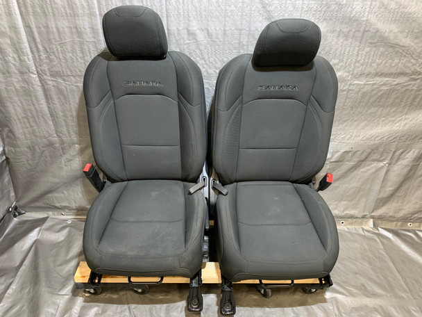 2018-2021 Jeep Wrangler JL Unlimited 4DR Sahara Front Black Cloth Seats / Pair / JL003