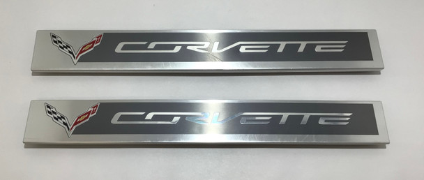 2014-2019 Chevrolet C7 Corvette Stingray Aluminum Door Sill Trims / Pair /   C7004