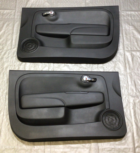 2012-2016 Fiat 500 Abarth Interior Door Panels w/ Black Leather Trim / Pair /   F5016