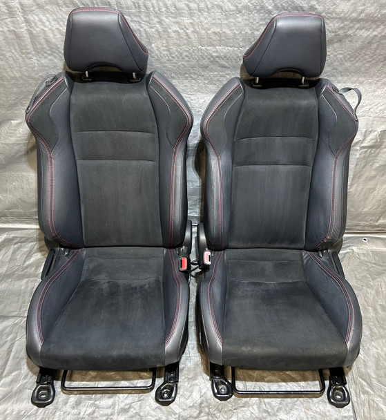 2013-2016 Subaru BRZ Limited Black Leather / Suede Front Seats w/ Red Stitching / FB035