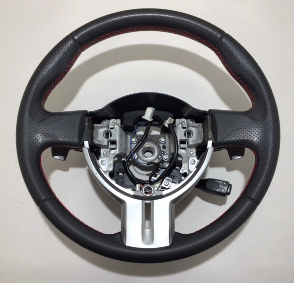 2013-2016 Subaru BRZ Black Leather Steering Wheel w/ Trim / Automatic / Red Stitching /   FB035