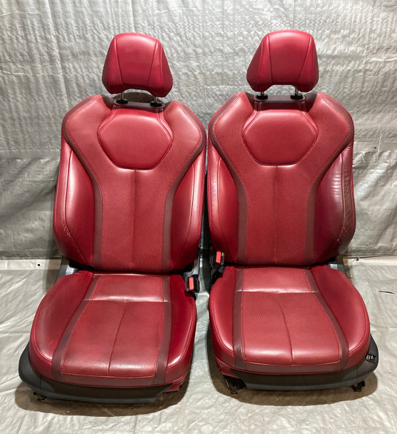 2017-2020 Infiniti Q60 Monaco Red Leather Front Sport Seats / Pair /   IQ604