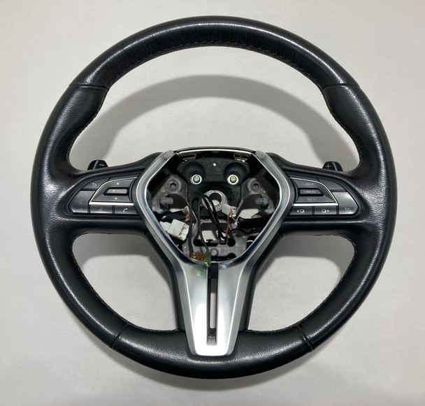 2017-2020 Infiniti Q60 Black Leather Steering Wheel w/ Paddle Shifters /   IQ604