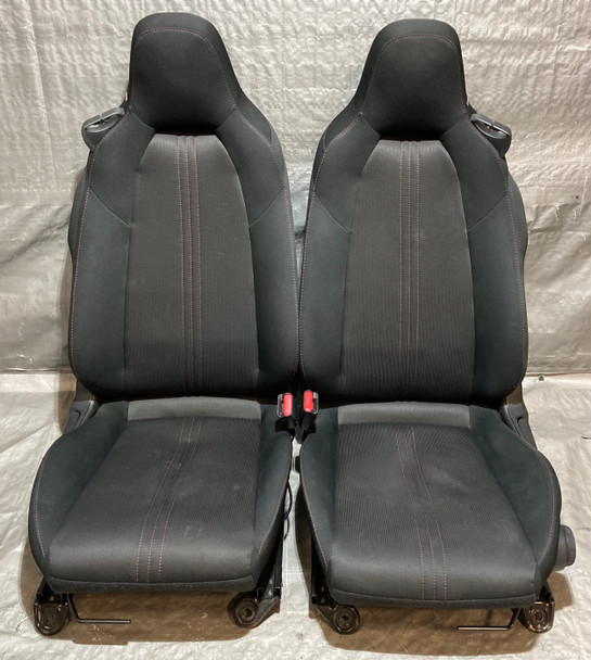 2016-2018 Mazda Mx5 Miata OEM Black Cloth Seats w/ Red Stitching / Pair /   ND037