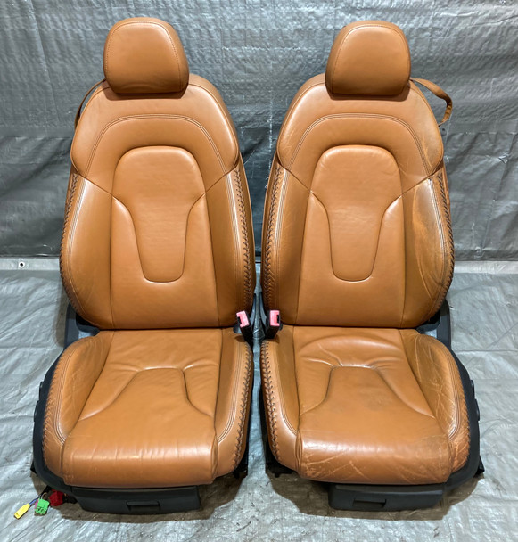 2008-2015 Audi TT Convertible Front Sports Seats / Pair / Chennai Brown Leather / Baseball Stitch /   T2011