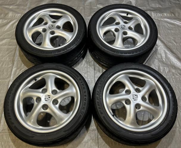 1997-2001 Porsche 986 Boxster S 17" Twist Look Wheels Rims w/ Tires / Set of 4 / *Minor Bend* BX053