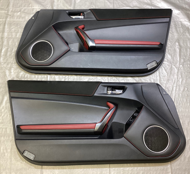 2020 Subaru BRZ tS Interior Door Panels / Pair / Black Alcantara w/ Red Trim / Fits 2013-2020 /   FB039