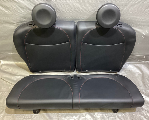 2012-2017 Fiat 500 Abarth Black Leather Rear Seat Set / Red Stitching /   F5019