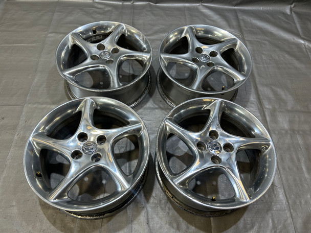 *DAMAGED* 2001 Mazda Miata Special Edition 01SE Polished 5 Spoke Twist Wheels Rims / Set of 4 / NB226