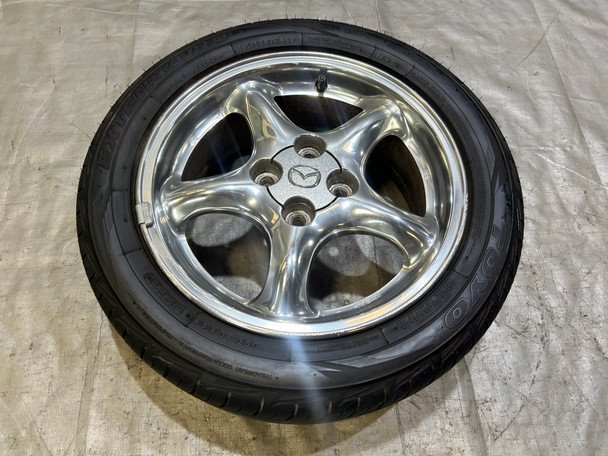 2000 Mazda Miata Special Edition 00SE / 1999 10th Anniversary Edition 10AE OEM 5 Spoke Polished Wheel Rim w/ Tire / NB229