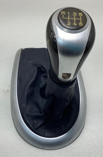 2000-2004 Porsche 986 Boxster S 6 Speed Manual Shift Knob / Carbon Fiber / Aluminum *DAMAGE* /   BX063