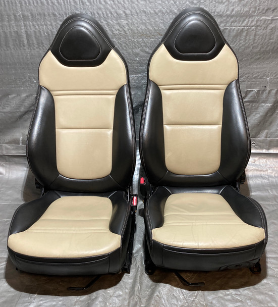 2006-2009 Pontiac Solstice Black / Sand Beige Leather Seats / Pair /   PS072