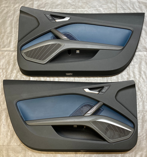 2016-2018 Audi TT Quattro Admiral Blue Nappa Leather Interior Door Panels / Pair /   T3003