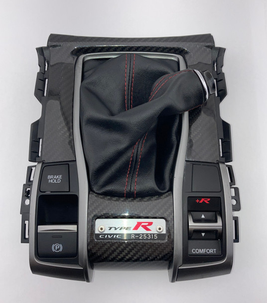 2017-2021 FK8 Honda Civic Type R Front Console Shifter Surround / Boot w/ Carbon Fiber Trim /   TR105