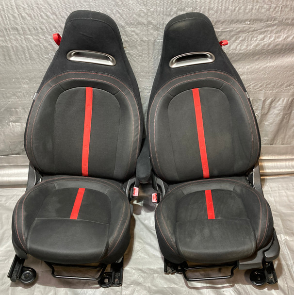 2012-2013 Fiat 500 Abarth Black Cloth Sports Bucket Front Seats / Pair /   F5023