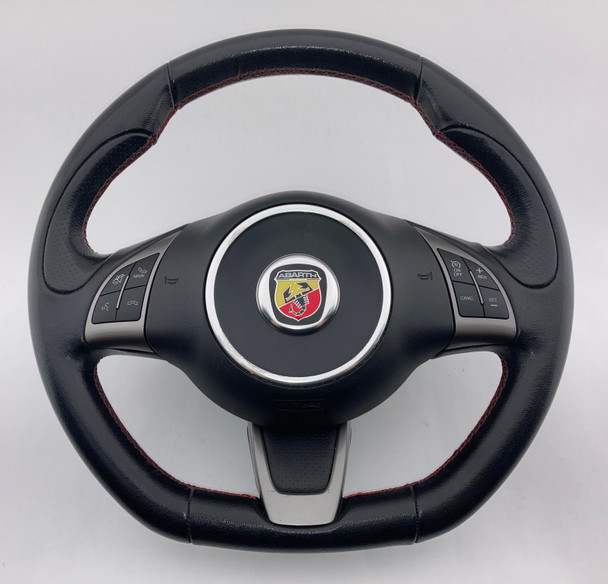 2013-2017 Fiat 500 Abarth Black Leather Steering Wheel w/ Airbag / Manual /   F5023