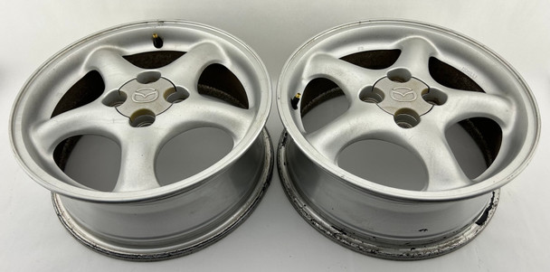 1999-2002 Mazda Miata 15x6" 5 Spoke Enkei Wheels Rims / Pair / NB261